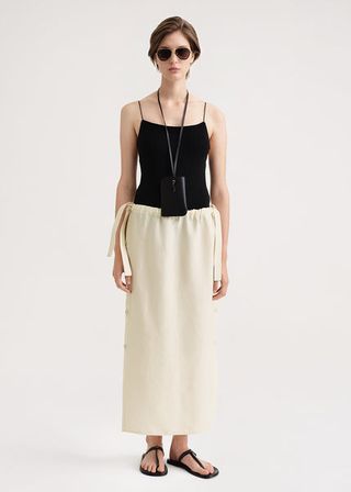 TotEme + Side Button Drawstring Skirt Vanilla