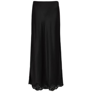Rixo + Crystal Lace-Trimmed Satin Maxi Skirt