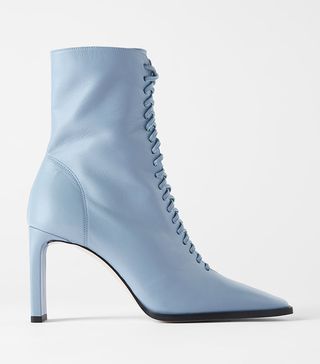 Zara + Lace-Up High-Heel Leather Boots