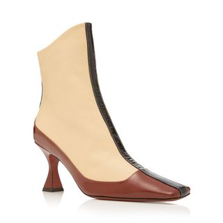 Manu Atelier + Duck Patent Leather-Trimmed Ankle Boots