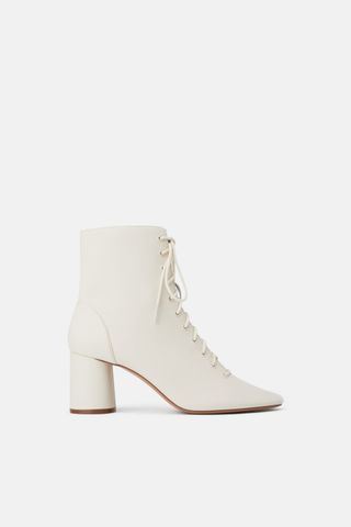 Zara + Leather Laced Heeled Ankle Boots