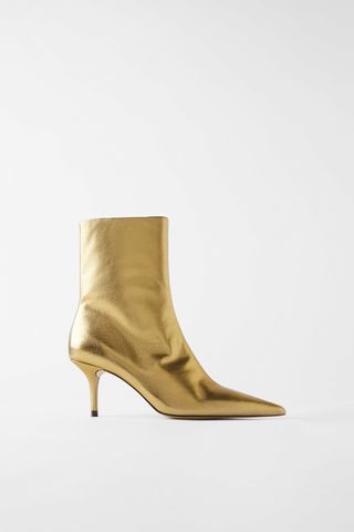 Zara + Leather Mid-Height Heeled Ankle Boots