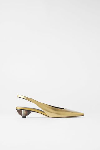 Zara + Leather Shoes With Geometric Mid-Height Heels