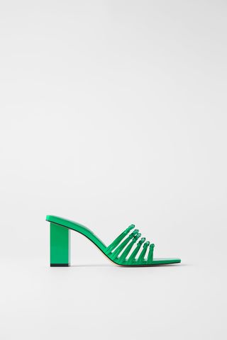 Zara + Knotted Leather Heeled Slides