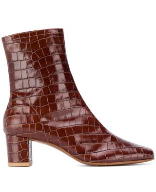 By Far + Crocodile Embossed Ankle Boots