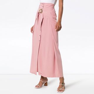 Nanushka + Button-Down Buckled Maxi Skirt