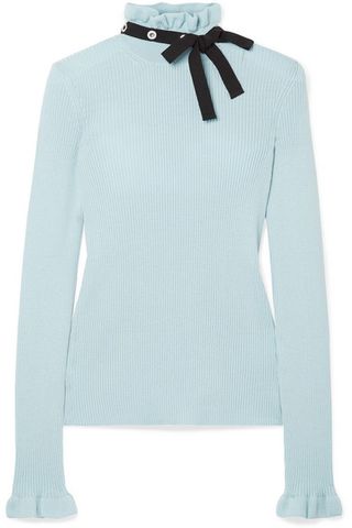Red Valentino + Grosgrain-Trimmed Wool Sweater