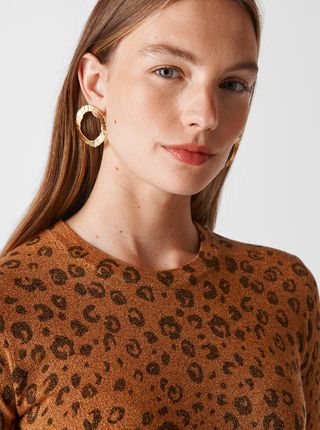 Whistles + Cheetah Printed Sparkle Knit