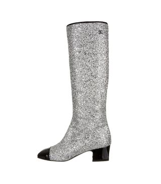 Chanel + 2017 Glitter Cap-Toe Boots