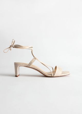 & Other Stories + Croc Embossed Lace Up Heeled Sandals