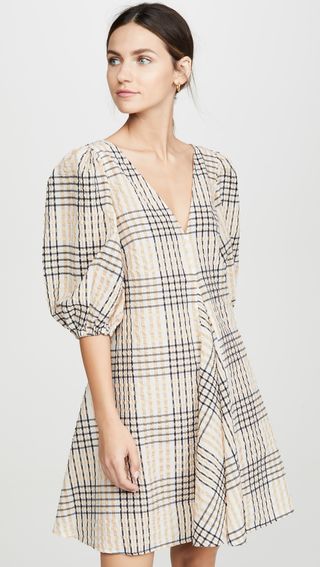 Ganni + Seersucker Check Dress