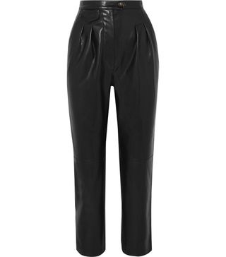 Nanushka + Mitsu Cropped Vegan Leather Straight-Leg Pants