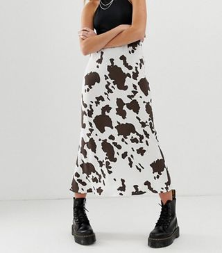 ASOS Design + Bias Cut Midi Slip Skirt