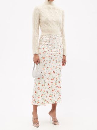 Paco Rabanne + Floral-Print Jersey Midi Skirt