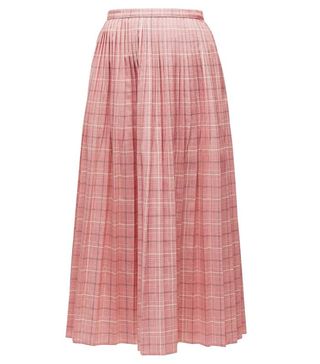 Marni + Checked Pleated Wool Skirt