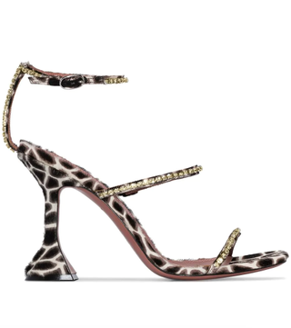 Amina Muaddi + Gilda 95mm Leopard Print Sandals