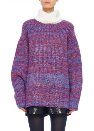 Tibi + Tweedy Wool Sweater Oversized Turtleneck