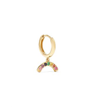 Andrea Fohrman + Rainbow 18-Karat Gold Sapphire Hoop Earring