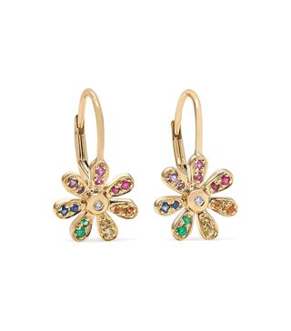 Sydney Evan + Daisy 14-Karat Gold Sapphire Earrings