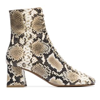 By Far + Snake Print Lace-Up Boots