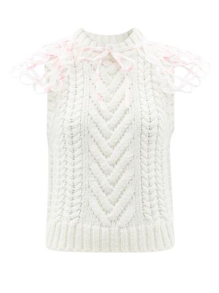 Cecilie Bahnsen + Brynlee Tie-Collar Wool-Blend Sleeveless Sweater