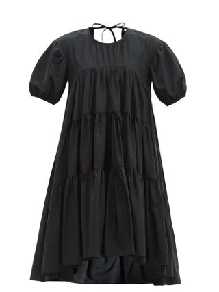 Cecilie Bahnsen + Edition Esme Tie-Back Tiered Recycled-Faille Dress