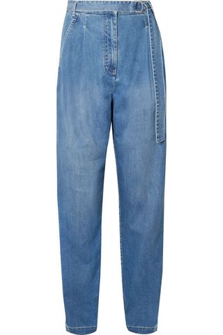 Tibi + Pleated High-Rise Straight-Leg Jeans