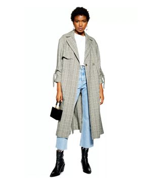 Topshop + Textured Check Trench