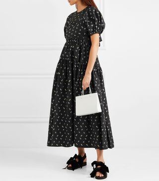 Cecilie Bahnsen + Anna Tie-Detailed Tiered Fit Coupe Cotton Dress