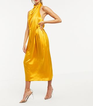 ASOS Edition + Drape Midi Dress With Open Back