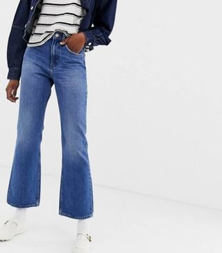 Weekday + Mile Bootcut Jeans in Mid Blue