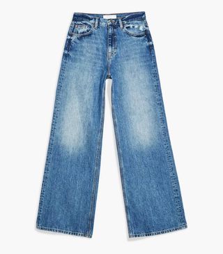 Topshop + Mid Stone Slim Wide-Leg Jeans