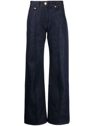 Jacquemus + Logo-Embroidered Wide-Leg Jeans