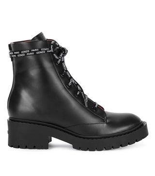Kenzo + Pike Black Leather Ankle Boots