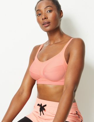 M&S Collection + 2 Pack High Impact Non-Padded Sports Bra A-F