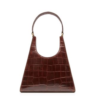 Staud + Rey Croc-Effect Leather Shoulder Bag
