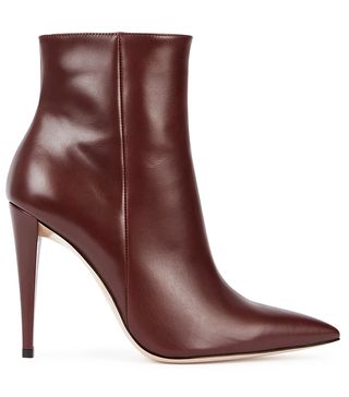 Gianvito Rossi + Scarlet 100 Burgundy Leather Ankle Boots