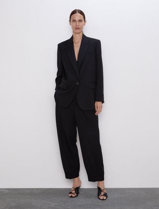 Zara + Buttoned Oversized Blazer