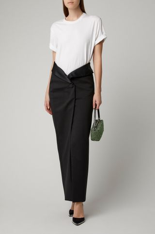 Alexander Wang + Satin-Trimmed Wool Maxi Skirt