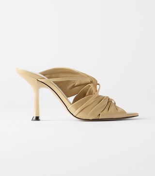 Zara + Gathered Leather High Heeled Sandals