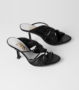 Zara + Gathered Leather High Heeled Sandals