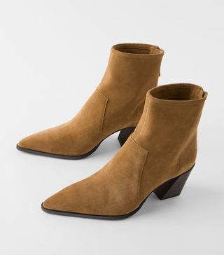 Zara + Soft Split Leather Heeled Ankle Boots