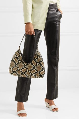 By Far + Amber Snake-Effect Leather Shoulder Bag