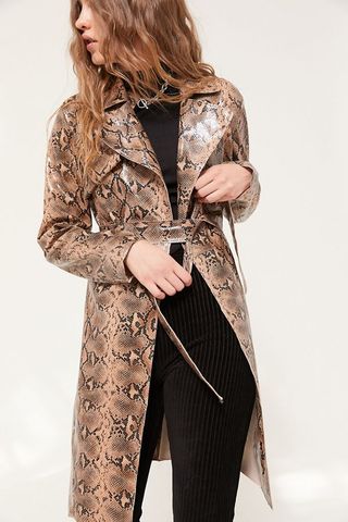 Blank NYC + Snakeskin Faux Leather Trench Coat