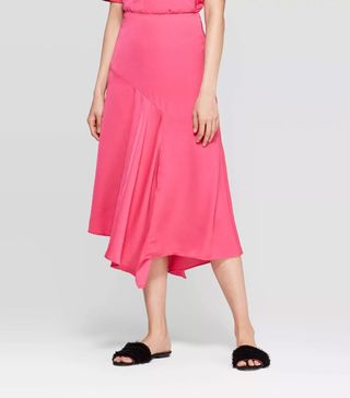 Who What Wear + Asymmetric Seamed A Line Midi Skirt