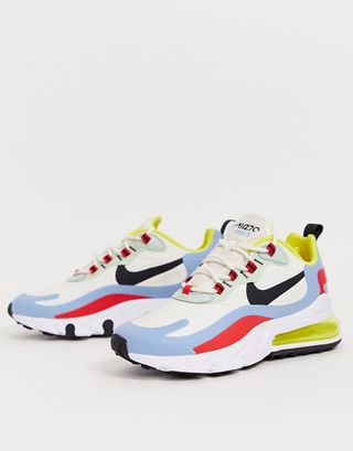Nike + Red White and Blue Air Max 270 React Sneakers