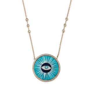 Jacquie Aiche + Pave Turquoise Inlay Eye Necklace
