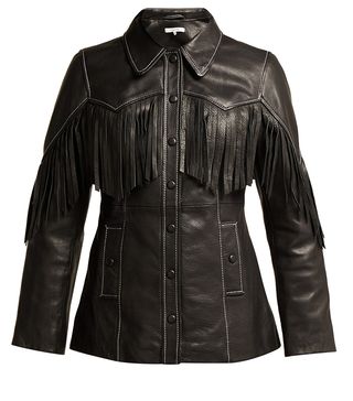 Ganni + Angela Fringed Leather Jacket