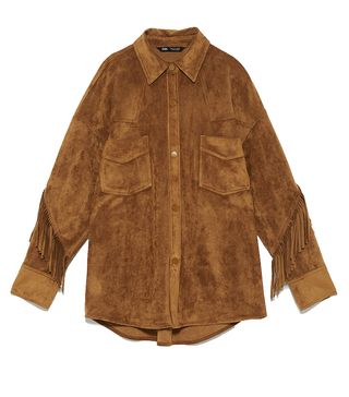 Zara + Faux Suede Overshirt With Fringing
