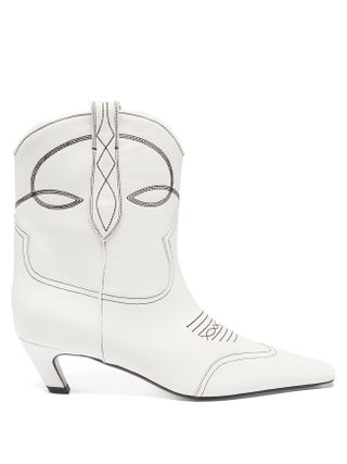 Khaite + Dallas kitten-heel leather Western boots